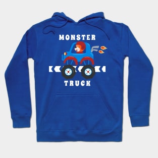 Vector illustration of monster truck with cartoon style. Hoodie